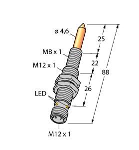 Turck Magnetic Field Sensor, With TIN Coating, For Detection of Ferromagnetic Parts (NIMFE-EM12/4.6L88-UP6X-H1141/S1182)