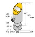 Turck Pressure Transmitter (Rotatable), With Analog Output and PNP/NPN Transistor Switching Output, Output 2 Reprogrammable as Switching Output (PS003V-505-LI2UPN8X-H1141)