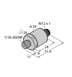 Turck Pressure Transmitter, With Current Output (2-Wire) (PT150PSIG-1005-I2-H1143)