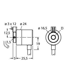 Turck Incremental Encoder, Industrial Line (RI-02C6S3-2D1000-C)