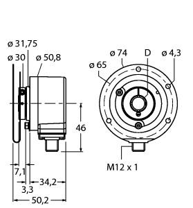 Turck Incremental Encoder, Industrial Line (RI-12HA4E1-2B100-H1181)