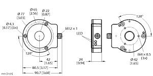 Turck Contactless Encoder with Stainless Steel Housing, Analog, Premium Line (RI360P0-EQR24M0-ELIU5X2-H1151)