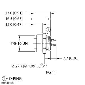 Turck Actuator and Sensor Receptacle, Front Mount (RKF 40-PCB)