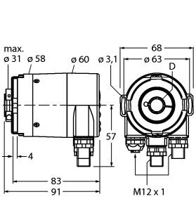 Turck Absolute Rotary Encoder - Multiturn, Industrial Line (RM-36B12E-9A28B-R3M12)