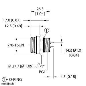 Turck Actuator and Sensor Receptacle, Front Mount (RSF 40-PCB)