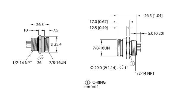 Turck DeviceNet™ Receptacle, Front Mount (RSF 57)