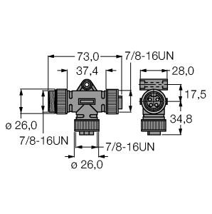 Turck Zweifachverteiler, T-splitter (RSV-2RKV 49)
