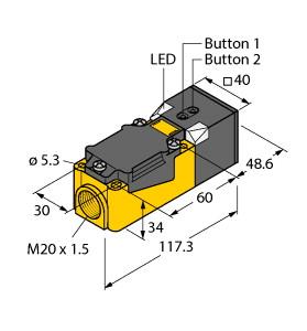 Turck Ultrasonic Sensor, Diffuse Mode Sensor (RU200-CP40-2UP8X2T)