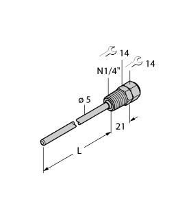 Turck Accessories, Thermowell, For Temperature Sensors (THW-3-N1/4-A4-L075)