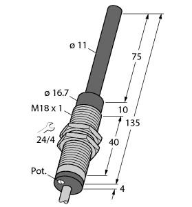 Turck Inductive Sensor, With Analog Output (WI70-M18-LIU5)