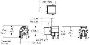 Turck Actuator and Sensor Receptacle, Rear Mount, Right-angle PCB Pins (WMFKSH 3F-PCB)