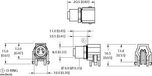 Turck Actuator and Sensor Receptacle, Rear Mount, Right-angle PCB Pins (WMFKSH 4F-PCB)