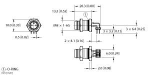 Turck Actuator and Sensor Receptacle, Rear Mount, Right-angle PCB Pins (WMFS 3F-PCB)