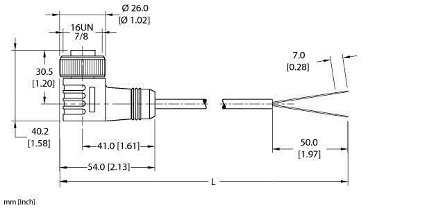 Turck Actuator and Sensor Cordset, Connection Cable (WKM 20-2M)