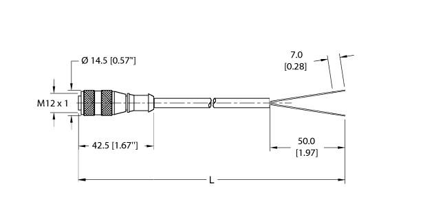 Turck Actuator and Sensor Cordset, Connection Cable (RK 4.22T-2)