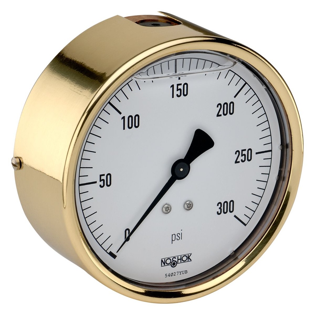 310 Series Brass Case Liquid Filled Pressure Gauge, 0 psi to 60 psi