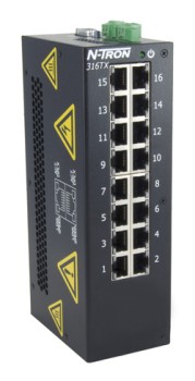300 Series, 16-Port, N-Tron 316TX Unmanaged Industrial Ethernet Switch