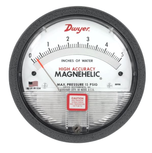 Magnehelic Gage, 4.5" Dial, 0-5psi