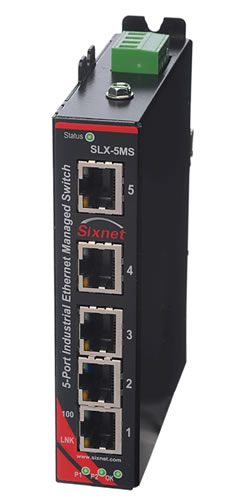SLX Series, 5-Port, Sixnet SLX-5MS Managed Industrial Ethernet Switch