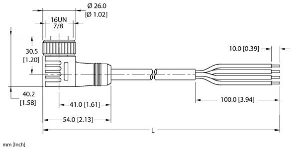 Turck Power Cable, Connection Cable (WKM 44-2M/S4000)