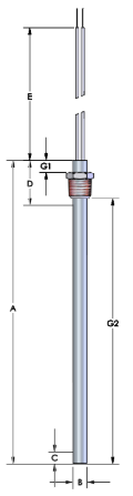 Watlow Firerod Heater, 3/8" Diameter, 8" Length, 120V, 600W, 304SS Threaded Fitting, 16" PTFE Leads