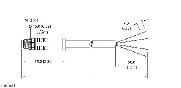 Turck Power Cable, Connection Cable (RSP46PS-4)