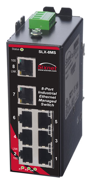 SLX Series, 8-Port, Sixnet SLX-8MS Managed Industrial Ethernet Switch