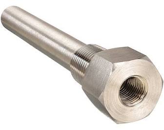 Wika THERMOWELL, 316SS, 1/2"NPT INST, 3/4"NPT PROC, 2.5" U Dim