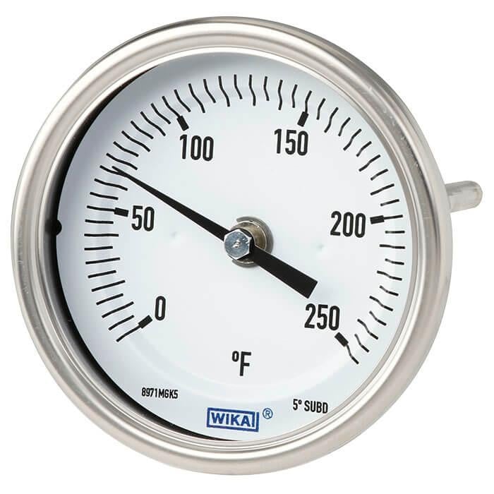 Wika TG.53 Series Bimetal Thermometer, 0 to 200 °F