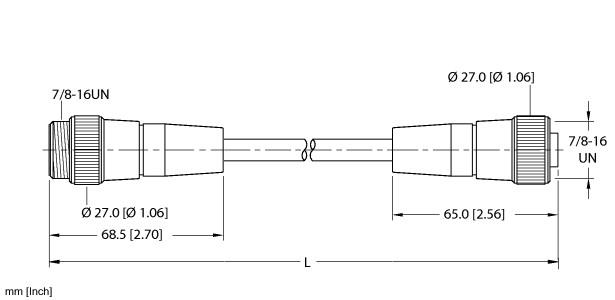 Turck Power Cordset, Extension Cable (RSM RKM 34-2M)