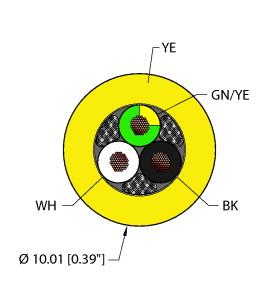 Turck Flexible Service Cable, Reelfast™ Bulk Cable (YEL,PVC,3X16,STOOW,MSHA)
