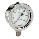 500 Series Stainless Steel Liquid Filled Pressure Gauge, -30 inHg to 0 to 15 psi, Maximum Indicating Pointer