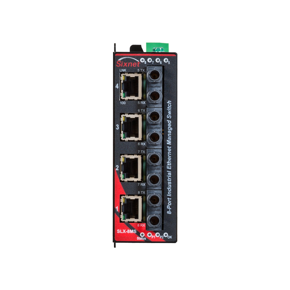 SLX Series, 8-Port, Sixnet SLX-8MS Managed Industrial Ethernet Switch, ST 4km