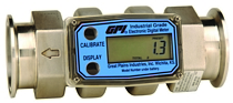 Flomec G2 Series Turbine Flow Meter, 1-1/2" Tri-Clamp, Battery Powered Display, Stainless Steel Body for Petro Chem, Fuel, Water, and Solvents
