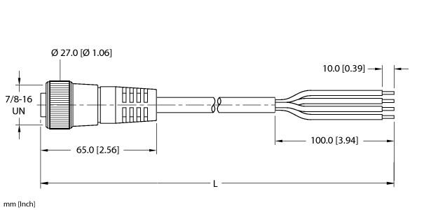 Turck Power Cordset, Connection Cordset (RKM 44-2M/S4000)