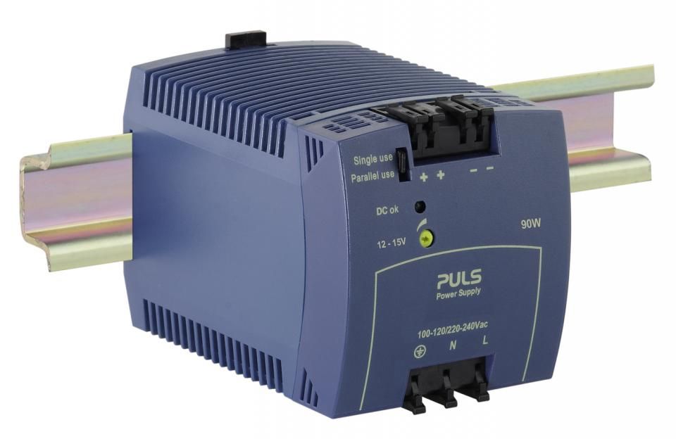 PULS Power Supply, 90W, 100-120 / 200-240VAC  1PH, 12-15VDC, 7.5-6A