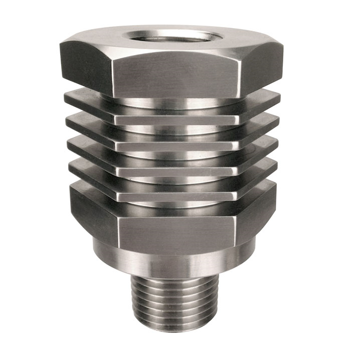 Wika 910.32.100 Series Mini Cooling Adaptor, 316L SS, 1/4" NPTF to 1/4" NPTM, 6000 psi