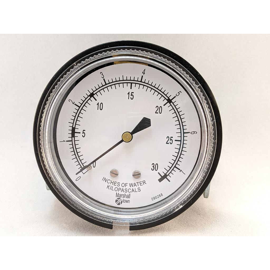 PRESSURE GAUGE, 2.5" DIAL, 1/4"NPT CBM W/FRONT FLANGE, 0-160"WATER COLUM