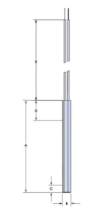 Watlow Firerod Heater Dia .371",Length 4.75",240V/500W,12"Lead SS Sheath