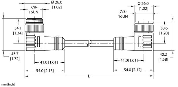 Turck Power Cordset, Extension Cordset (WSM WKM 44-2M/S4000)