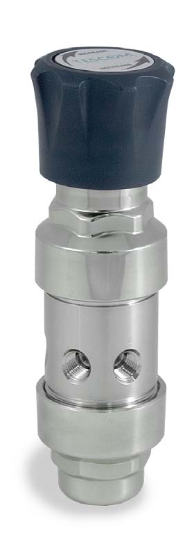 Tescom Regulator, No cylinder connection/inlet port to be 1/4” NPT, PSI/KPA gauges, no relief valve and diaphragm shut off valve