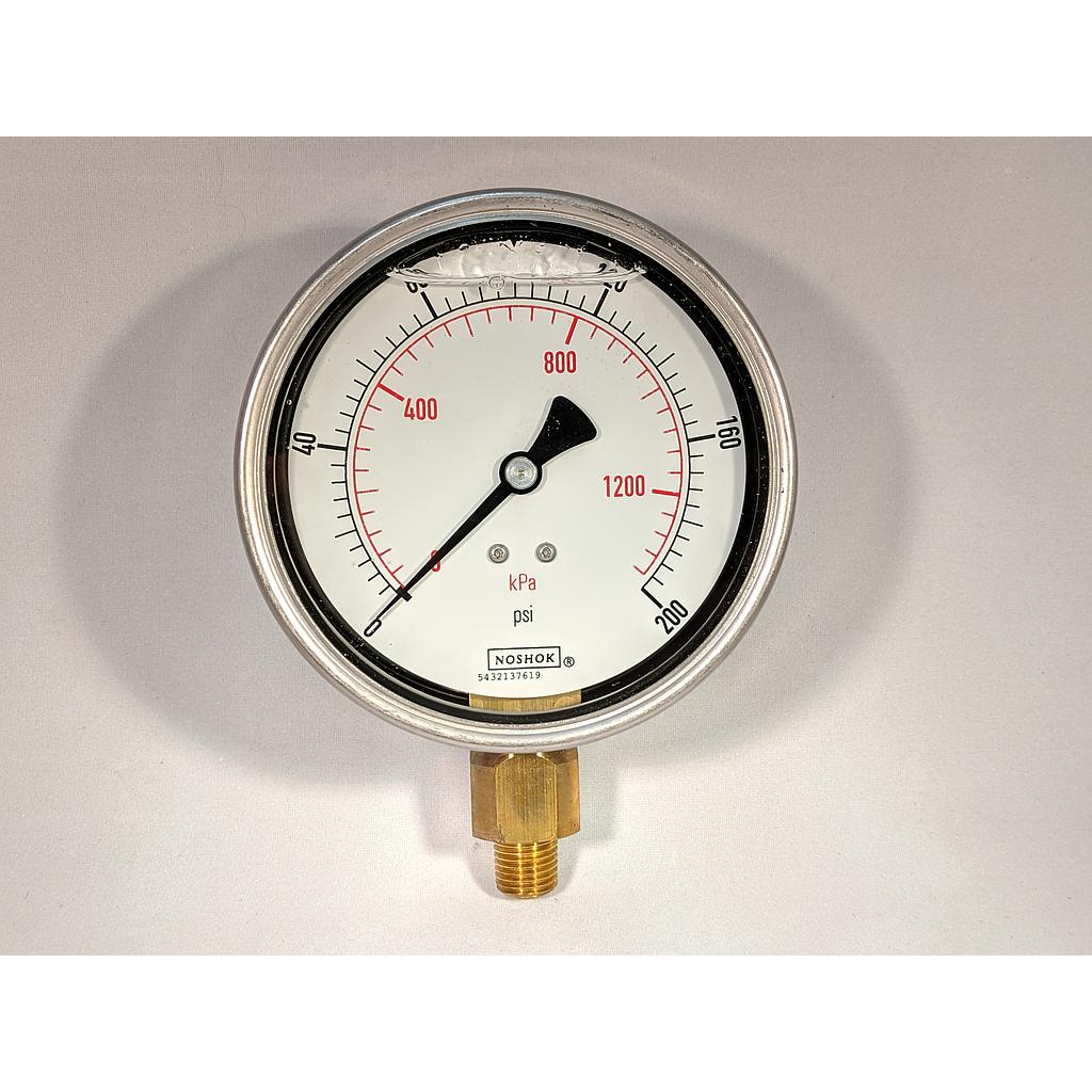 PRESSURE GAUGE 4"L.F. 1/2"BM 1%ACCRCY BRNZ TUBE W/SS CASE