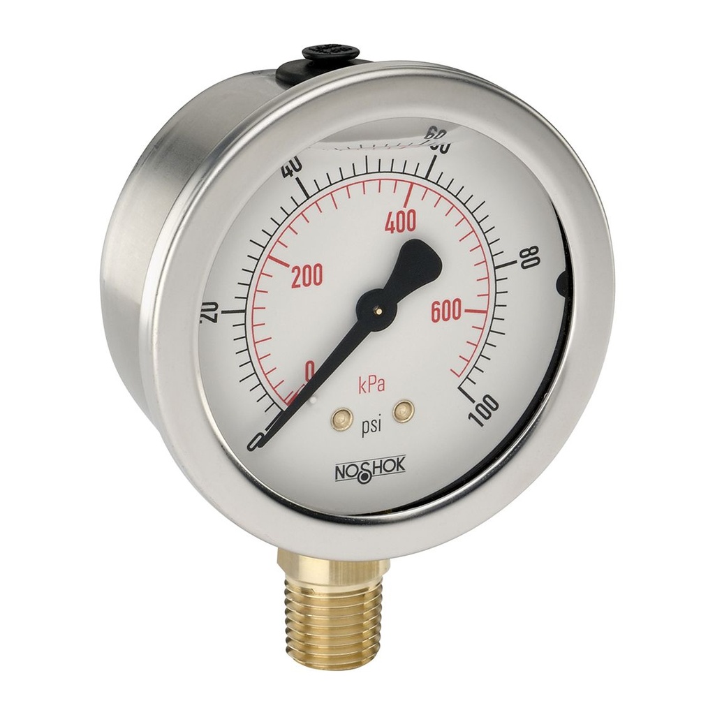 900 Series Liquid Filled Pressure Gauge, 0 psi to 200 psi, Dry Gauge