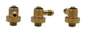 Set of 3 swivel quick connect test fittings in brass 1/4" size