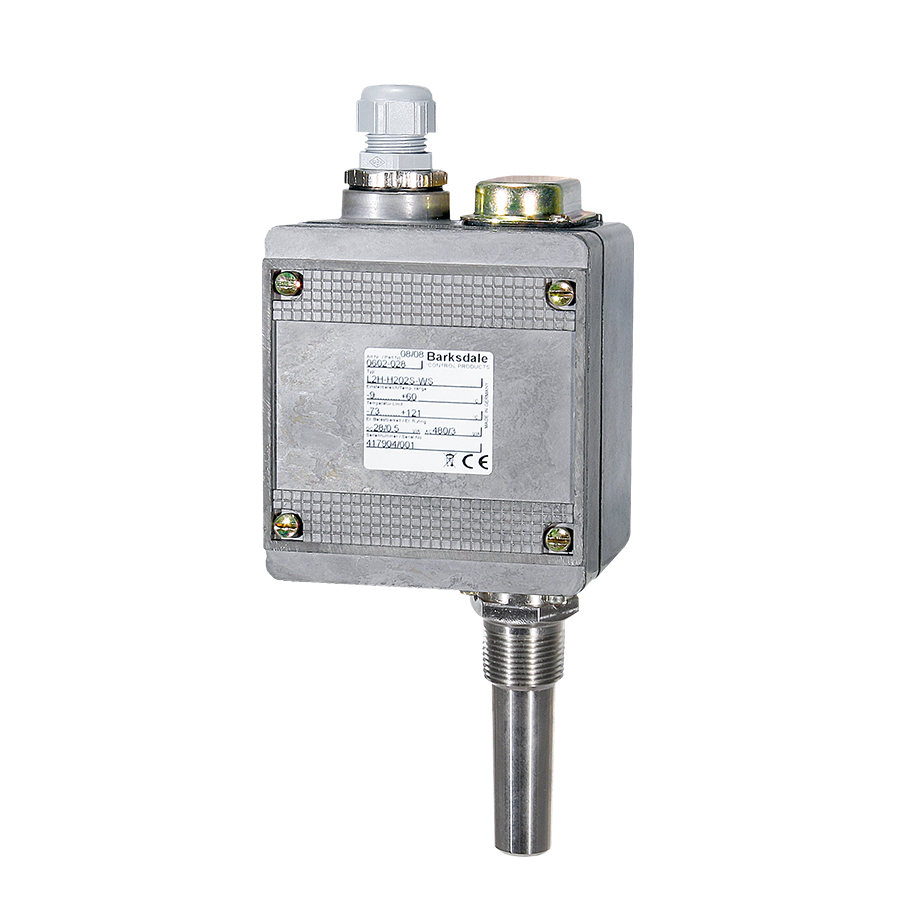 Barksdale Temperature Switch, Dual Set Point, UL, NEMA 4 Enclosure, 15°F-140°F Range, w/316 SS Thermowell