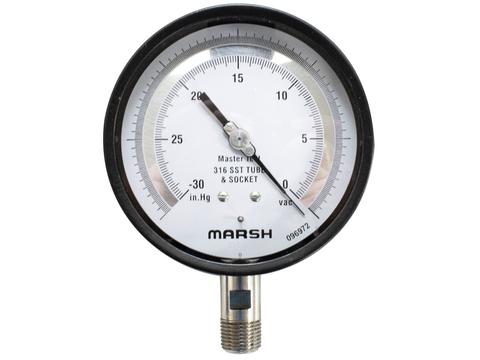 Marsh Test Gauge 4.5" Dial, 1/4" NPT LM, 0-200 PSI, .5% Accuracy, SS Internals, Steel Plain Case