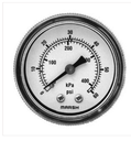 PRESSURE GAUGE 0-100 PSI, 3.5" DIAL, STEEL CASE, 1/4" BACK CONNECTION U-CLAMP, 2% ACCURACY