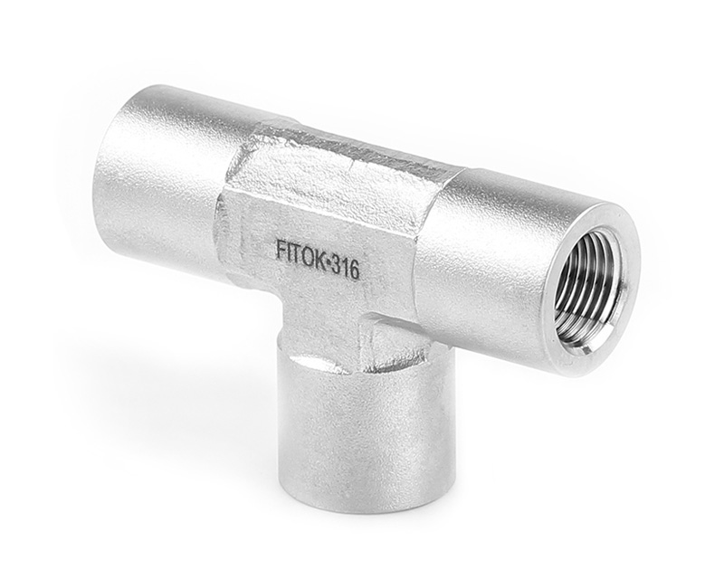 316 SS, FITOK 6 Series Pipe Fitting, Female Tee, 1/2 Female NPT