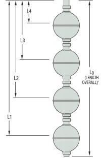 Gems LS-800 Series Multi-Point Level Switch (LS-800-3-SS-SS-SPST-020-GR1-4)