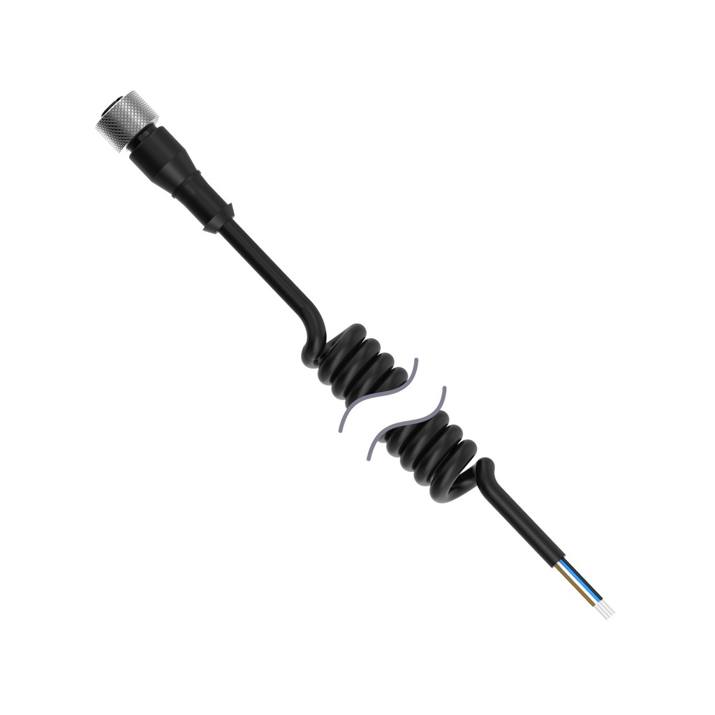 Cordset A-Code M12 To Flying Leads Single Ended Coiled (MQDC-402.6M-PUR-C)